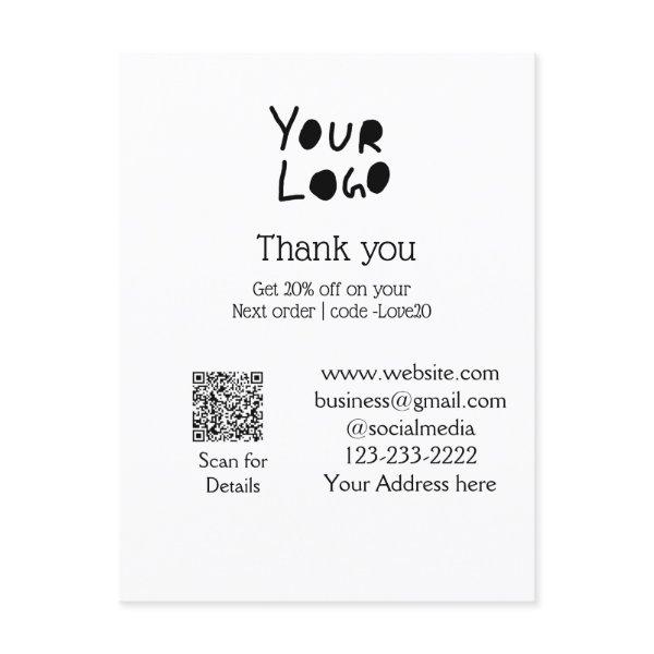 simple minimal add your logo/design here text Q R Postcard