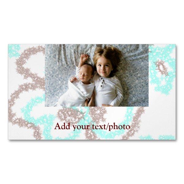 simple minimal ADD YOUR PHOTO TEXT blue glitter Th  Magnet