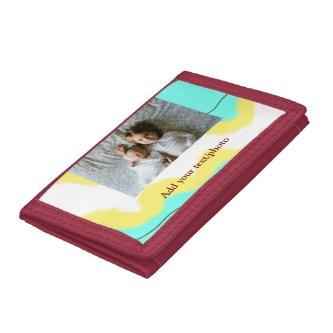 simple minimal ADD YOUR PHOTO TEXT CHRISTMAS yello Trifold Wallet