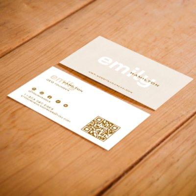 Simple Minimal Beige Linen White brown Typography
