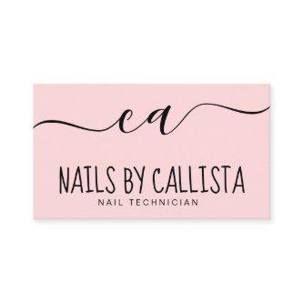 Simple Minimal Black Pink Typography Nail Tech