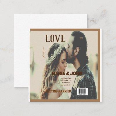 simple minimal getting married love magazine cover square