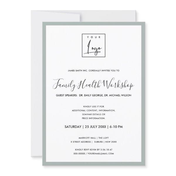 SIMPLE MINIMAL GREY YOUR LOGO WORKSHOP GALA EVENT INVITATION
