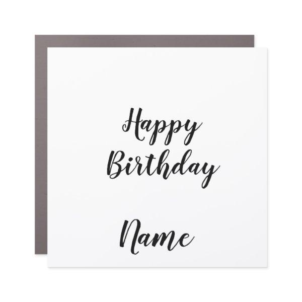 simple minimal happy birthday add your name car magnet