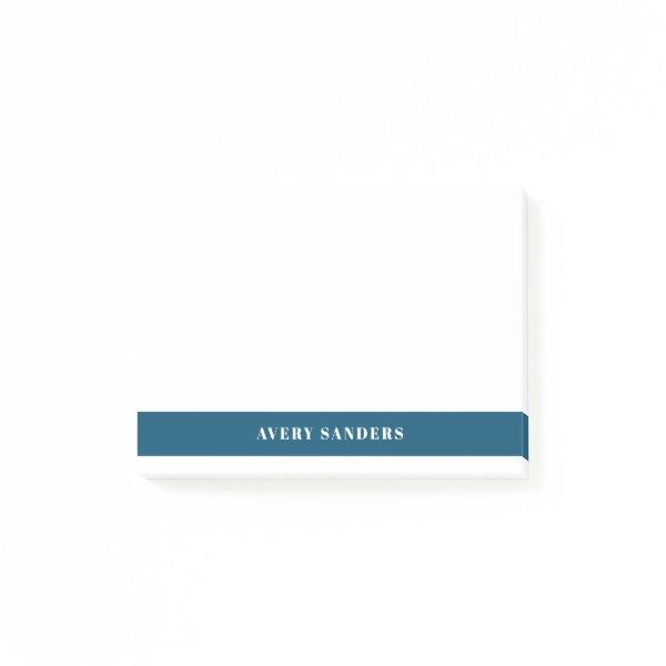 Simple Minimal Navy Blue Modern Color Block Post-it Notes