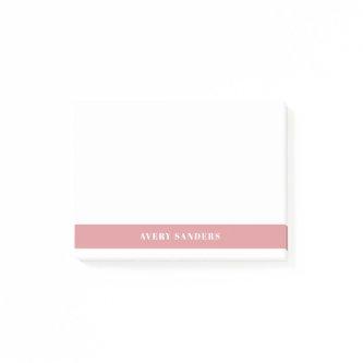 Simple Minimal Pink Modern Color Block Post-it Notes