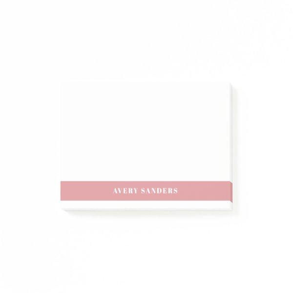 Simple Minimal Pink Modern Color Block Post-it Notes