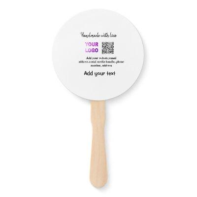 Simple minimal q r code add logo scan code name te hand fan