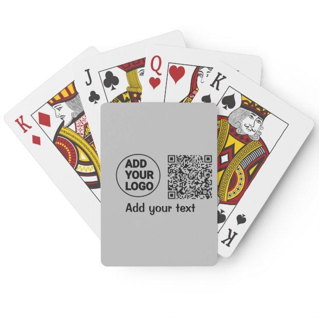 Simple minimal q r code add logo scan code name te poker cards
