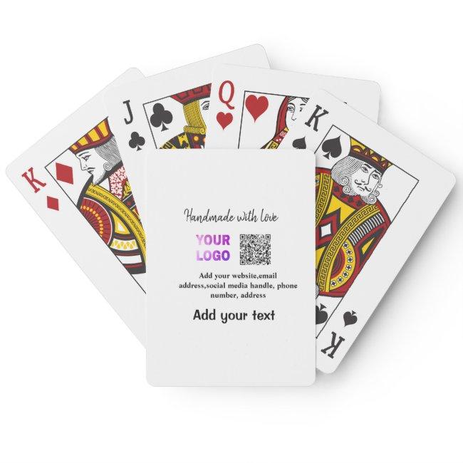 Simple minimal q r code add logo scan code name te poker cards