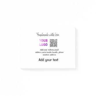 Simple minimal q r code add logo scan code name te post-it notes