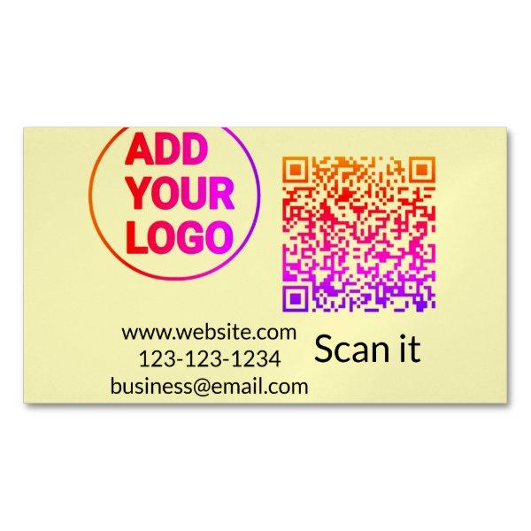 Simple minimal q r code add logo scan code name we  magnet