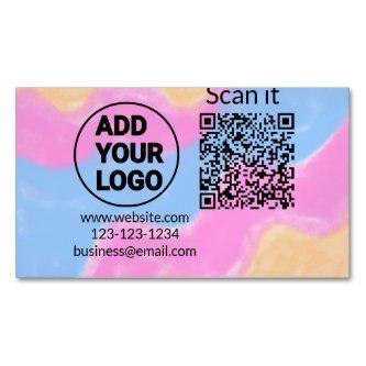 Simple minimal q r code add logo scan code name we  magnet