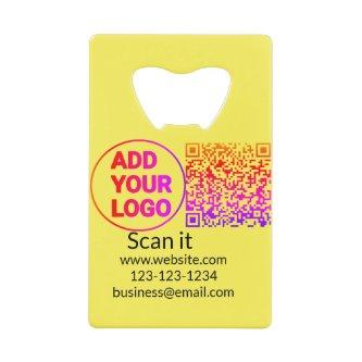 Simple minimal q r code add logo scan code name we credit card bottle opener