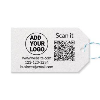 Simple minimal q r code add logo scan code name we gift tags