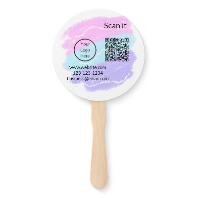 Simple minimal q r code add logo scan code name we hand fan