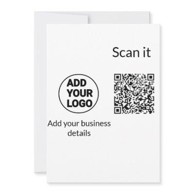 Simple minimal q r code add logo scan code name we holiday card
