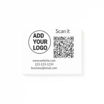Simple minimal q r code add logo scan code name we post-it notes