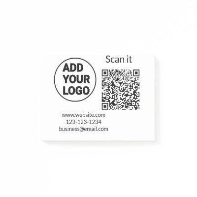 Simple minimal q r code add logo scan code name we post-it notes