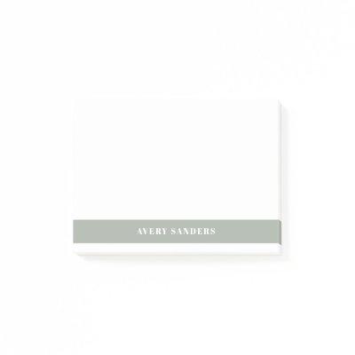 Simple Minimal Sage Green Modern Color Block Post-it Notes