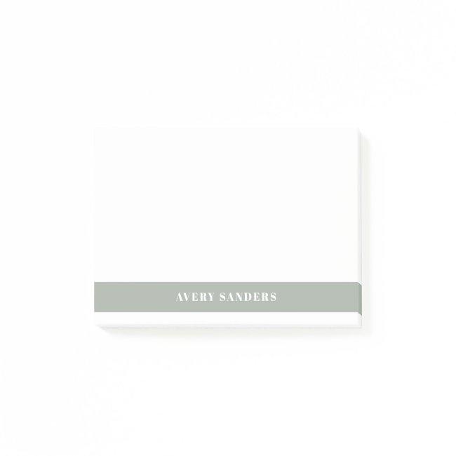 Simple Minimal Sage Green Modern Color Block Post-it Notes