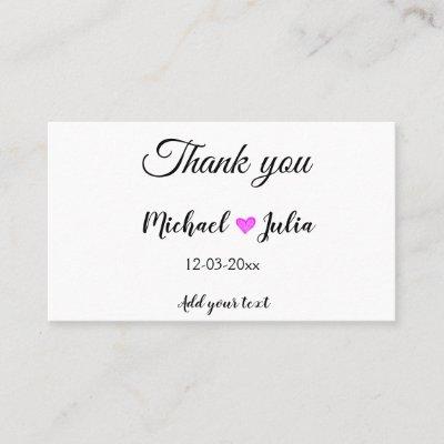 Simple minimal thank you couple name heart glitter