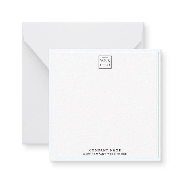 Simple Minimalist Business Logo Company Name Teal  Note Card