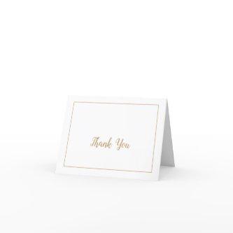 Simple Minimalist|Gold Frame Wedding Thank You Card