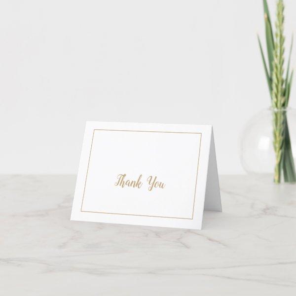 Simple Minimalist|Gold Frame Wedding Thank You Card