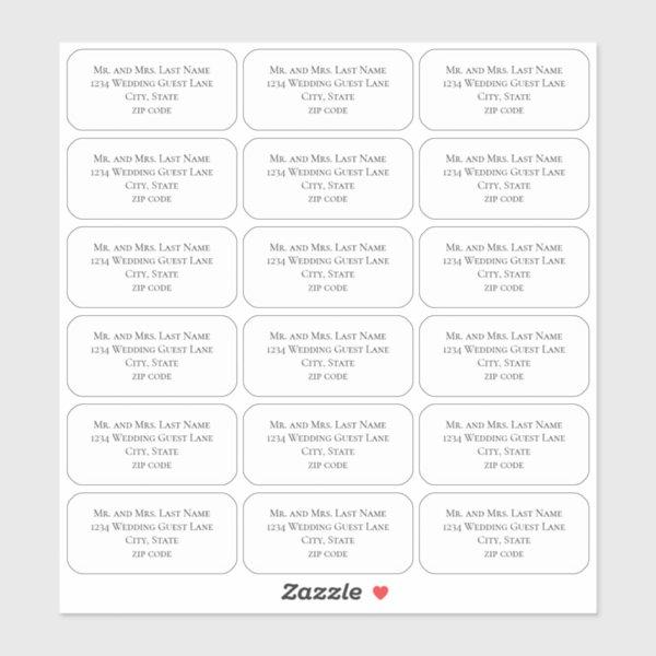 Simple Minimalist Guest Mailing List Name Address  Sticker