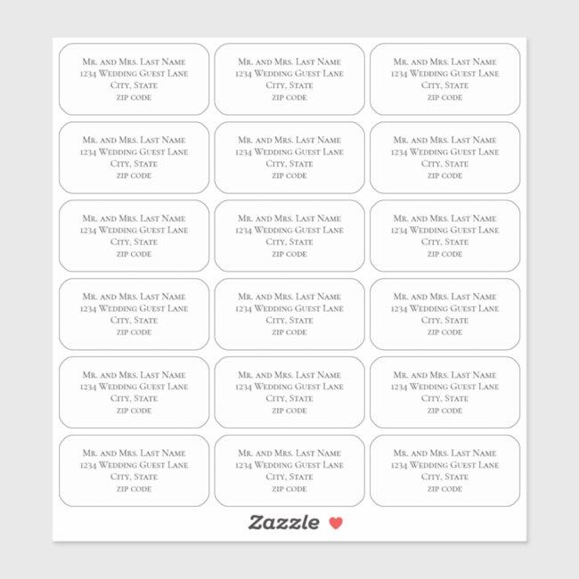 Simple Minimalist Guest Mailing List Name Address Sticker