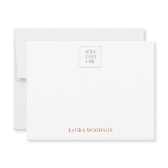 Simple Minimalist Logo Name Gold Type Note Card