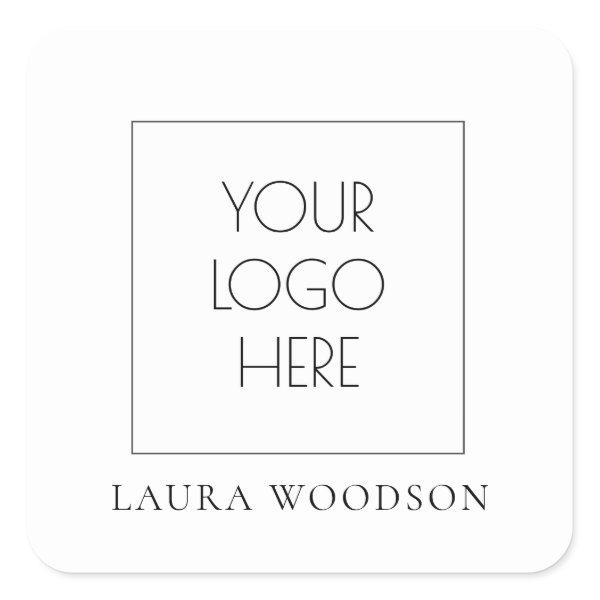 Simple Minimalist Logo Name  Square Sticker