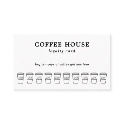Simple Minimalist Modern Black White Coffee Shop Loyalty Card