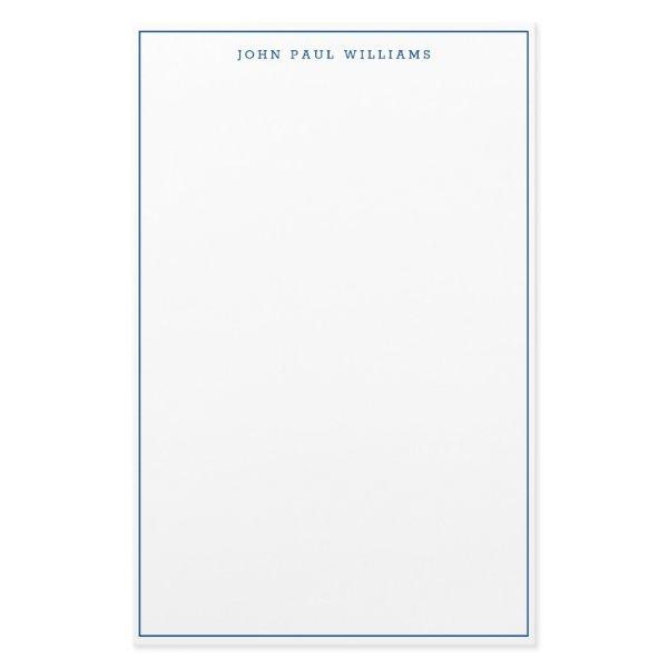 Simple Minimalist Navy Blue Thin Border Frame Stationery