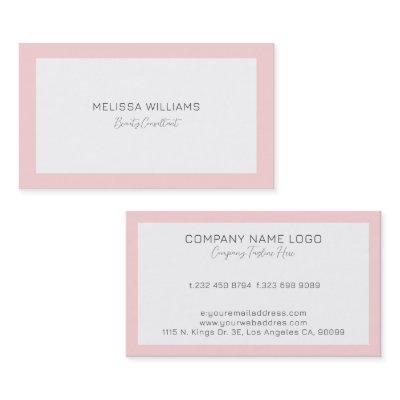 Simple Minimalistic White & Pink Border Busi