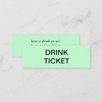 Simple Mint Green Newlywed Wedding Drink Ticket