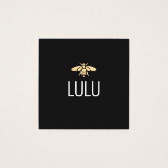 Simple Modern Black Minimalist Gold Bee Logo