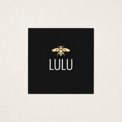 Simple Modern Black Minimalist Gold Bee Logo