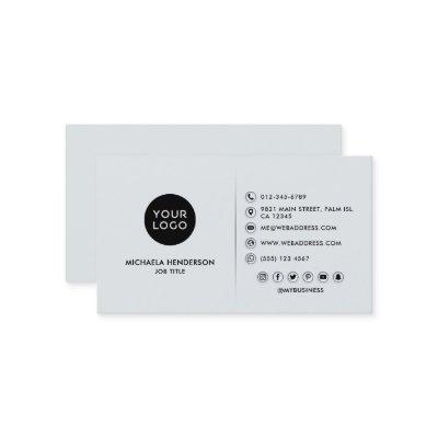 Simple Modern Black & Off White Logo & Socials Bus