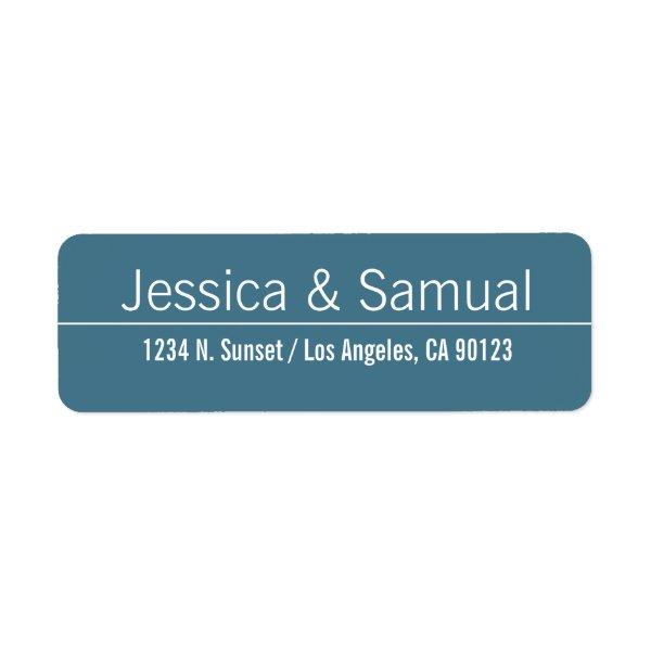 Simple Modern Blue & White Wedding Return Address Label