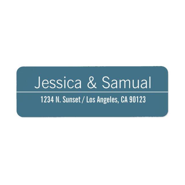 Simple Modern Blue & White Wedding Return Address Label