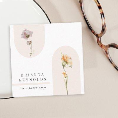 Simple Modern Boho Wildflowers on White Square
