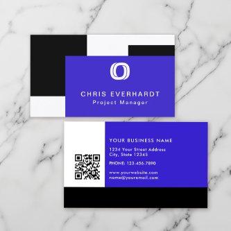 Simple Modern Color Block Blue, Black and White