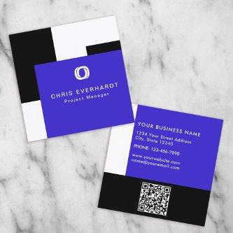 Simple Modern Color Block Blue, Black and White Square