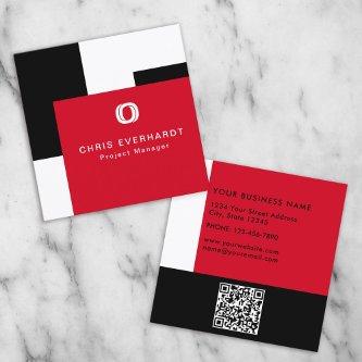 Simple Modern Color Block Red White and Black Square