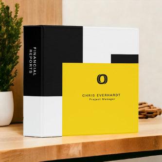 Simple Modern Color Block Yellow White and Black 3 Ring Binder