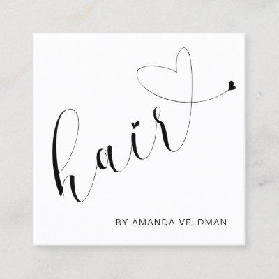 Simple Modern Cute Heart Elegant Hair Stylist Square