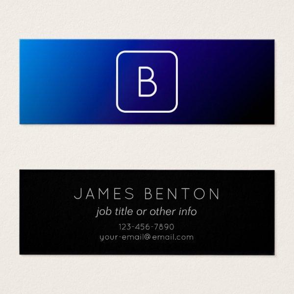 Simple Modern Dark Blue Ombre Gradient & Monogram
