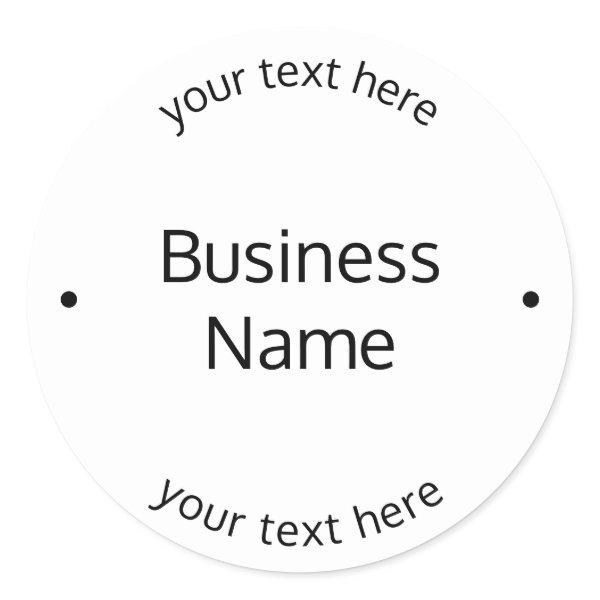 Simple Modern Editable Text | White & Black Classic Round Sticker